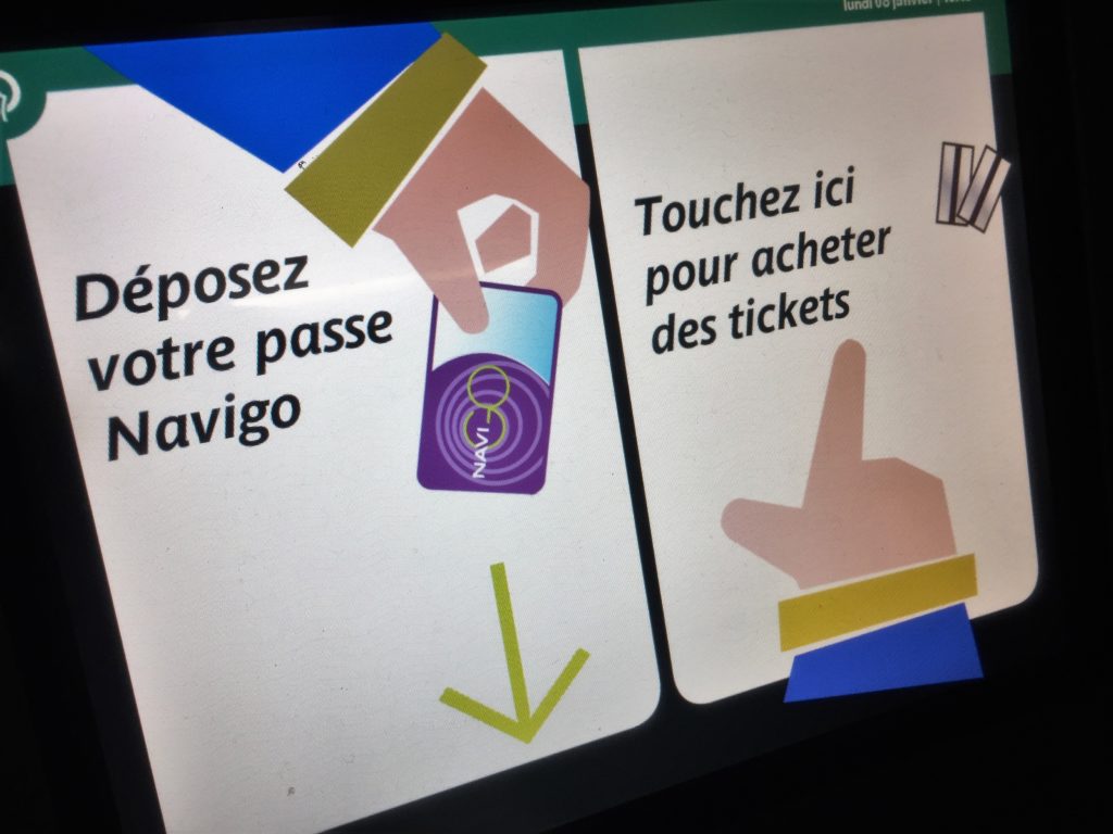 パリのメトロの券売機の購入選択画面