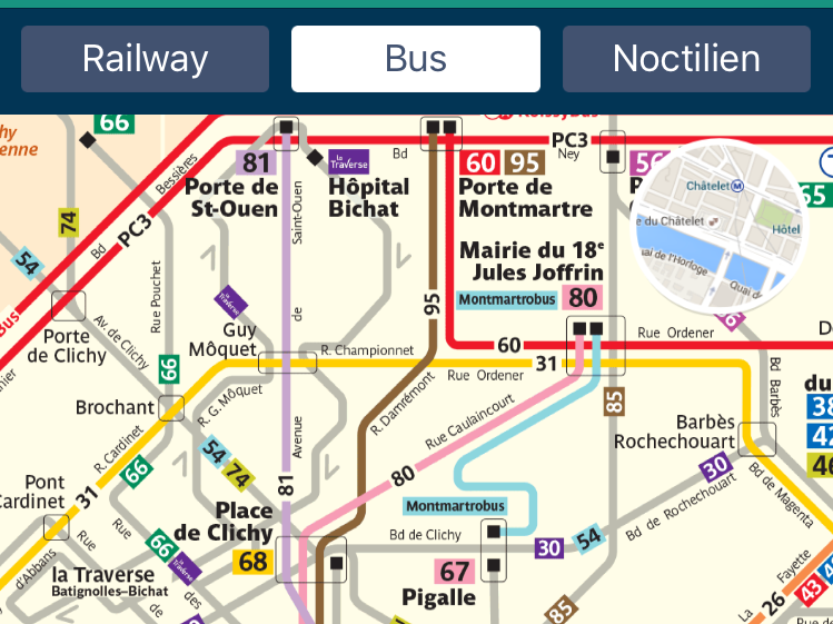 パリのバスの路線図